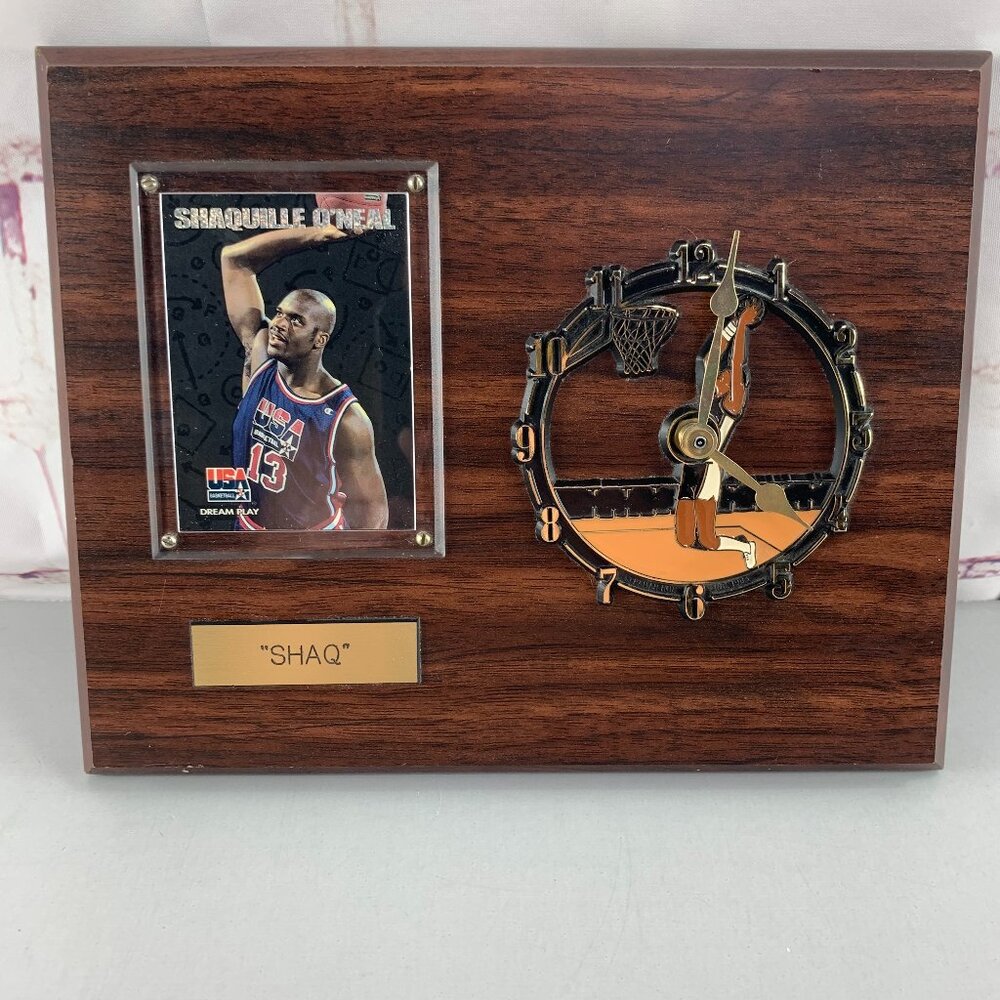 NBA Shaq USA Basketball Card Plaque Wall Clock 8" x 10"